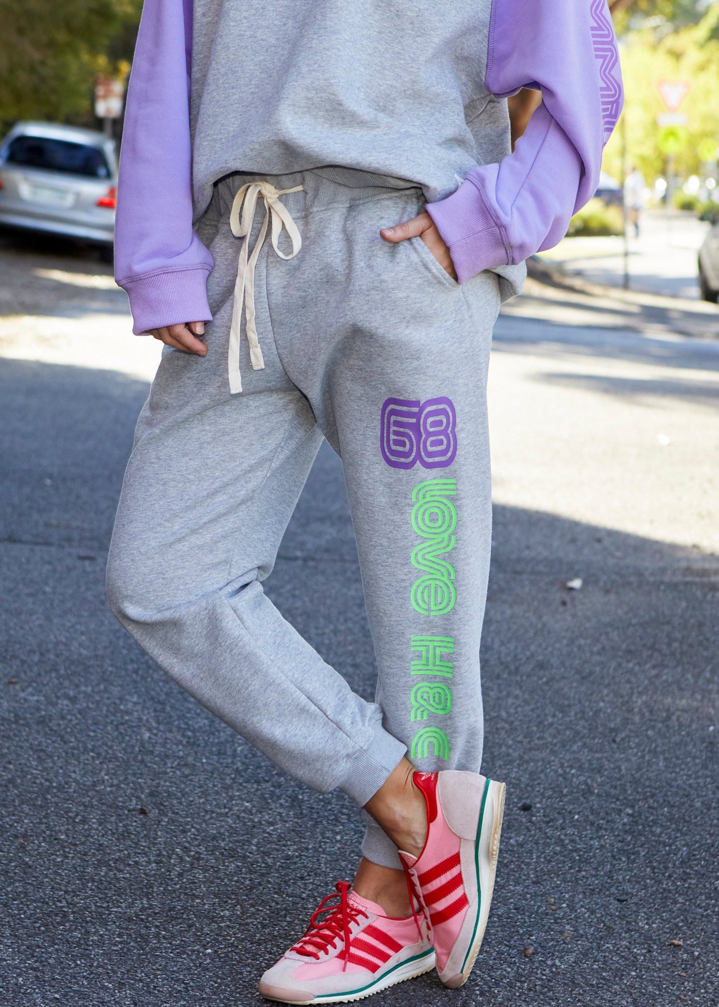 RETRO GREY MARLE TRACK PANT - SALE