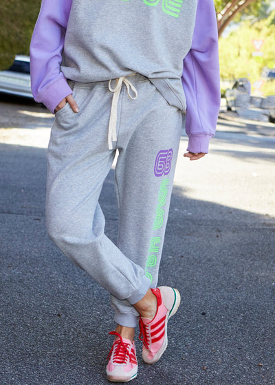 RETRO GREY MARLE TRACK PANT - SALE