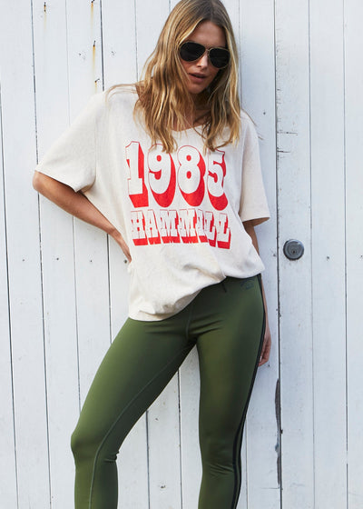 HAMMILL LOGO  V-NECK TEE - NATURAL