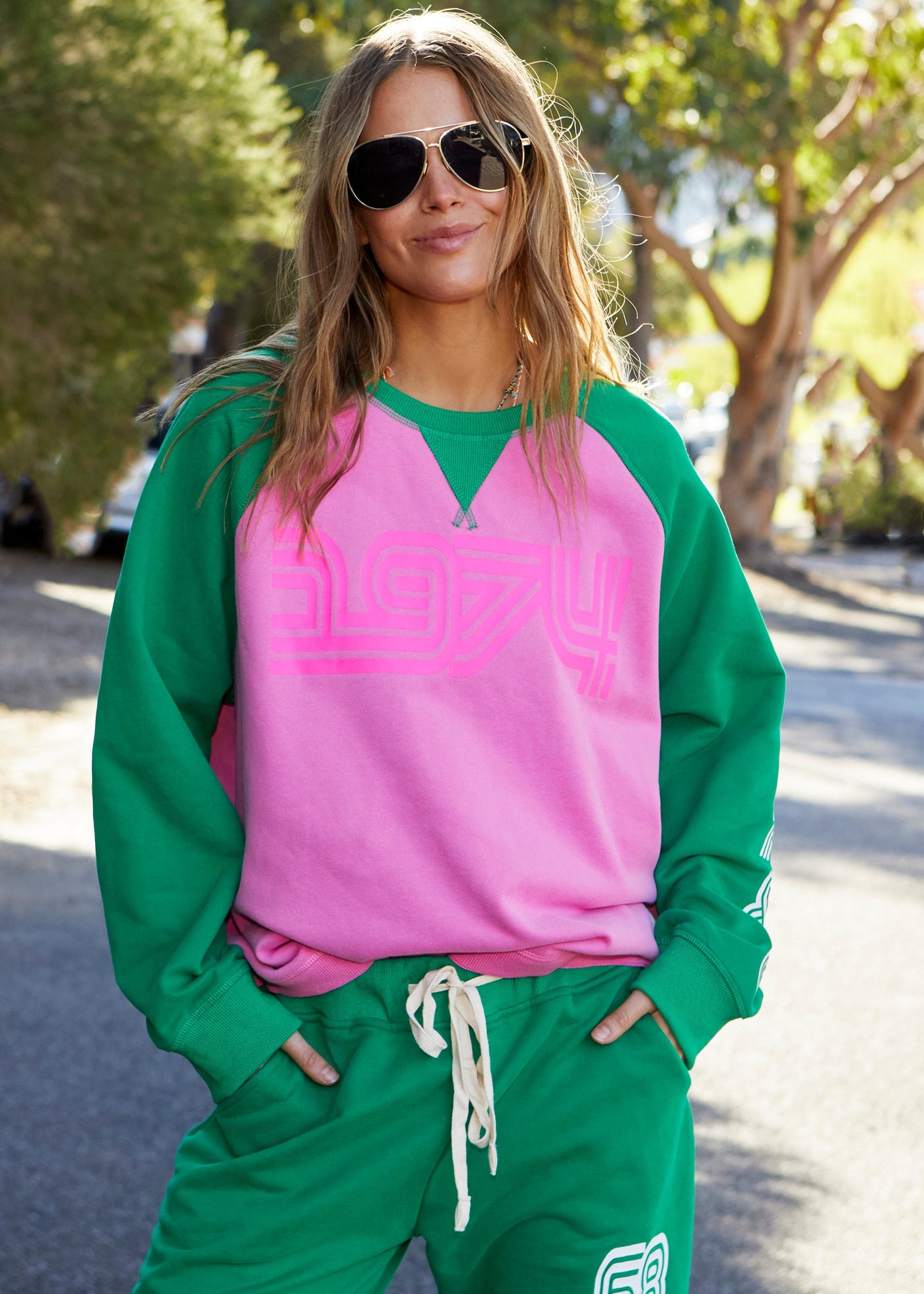 RETRO 1974 PINK/GREEN SWEAT - SALE
