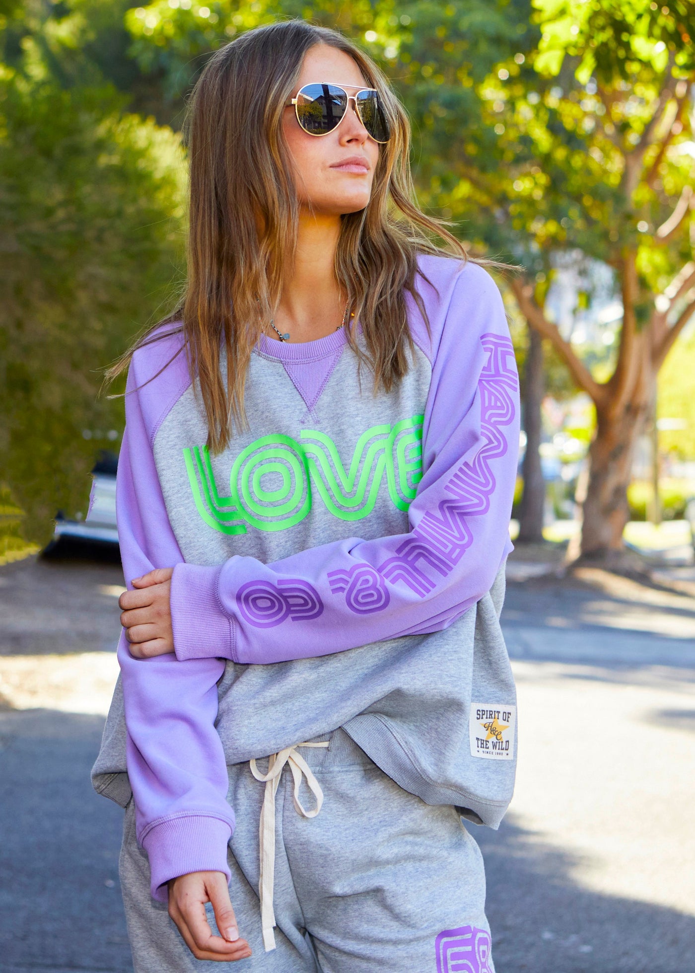 RETRO LOVE MAUVE/GREY SWEAT - SALE