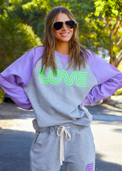 RETRO LOVE MAUVE/GREY SWEAT - SALE