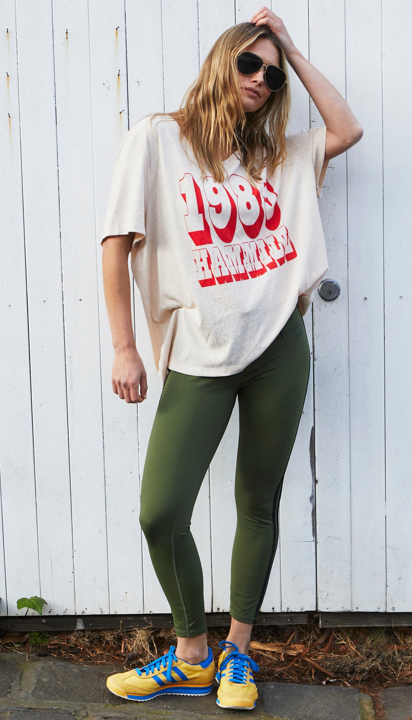 VARSITY LEGGING - KHAKI/BLACK