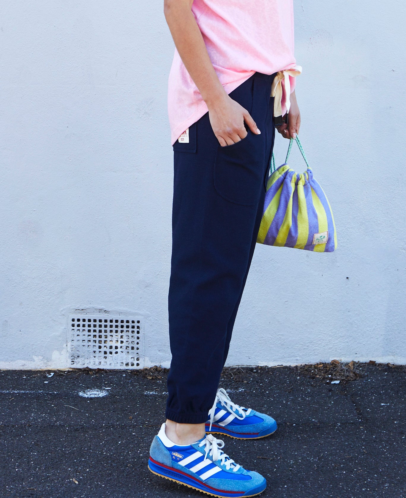 WAFFLE TRACK PANT - NAVY - SALE