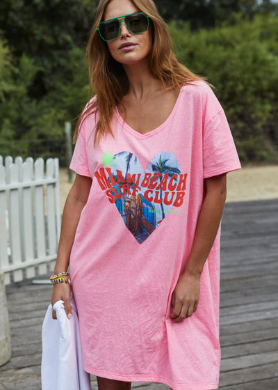 JERSEY BEACH DRESS - PINK - SALE