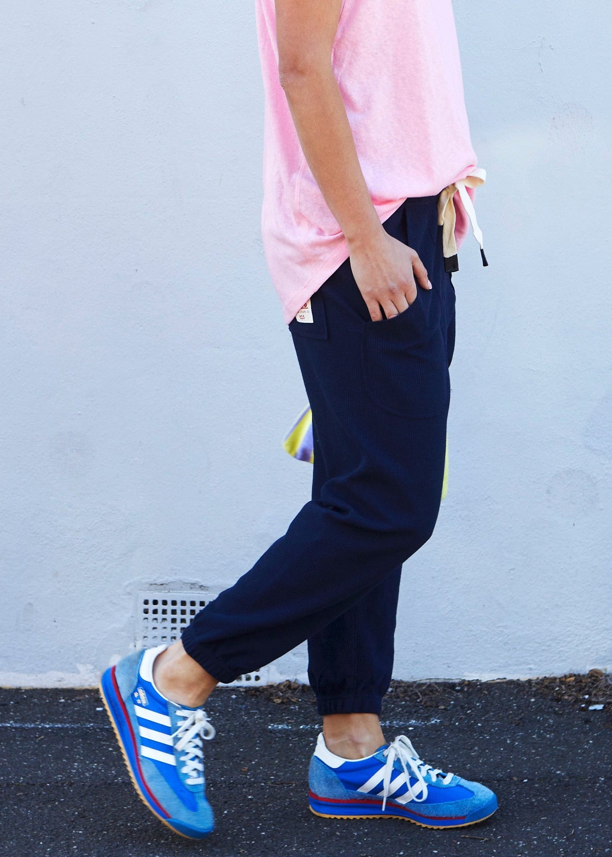 WAFFLE TRACK PANT - NAVY - SALE