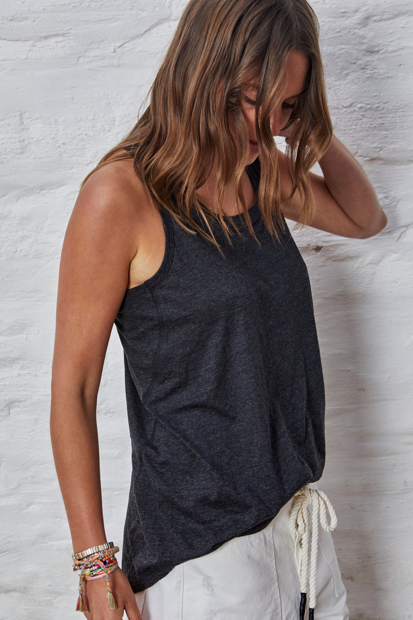 NEW LAYERING TANK - CHARCOAL MARLE