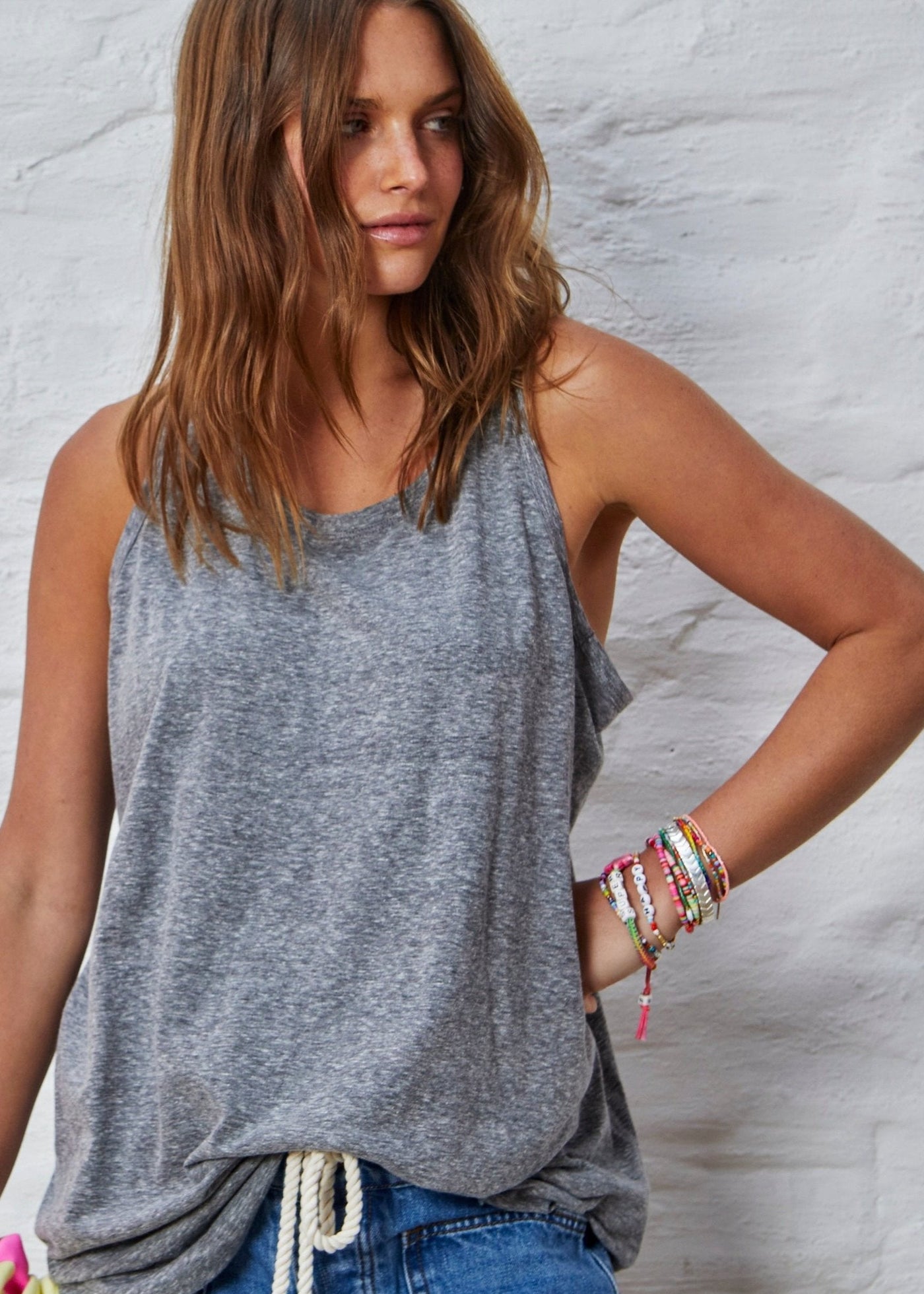 NEW LAYERING TANK - GREY MARLE