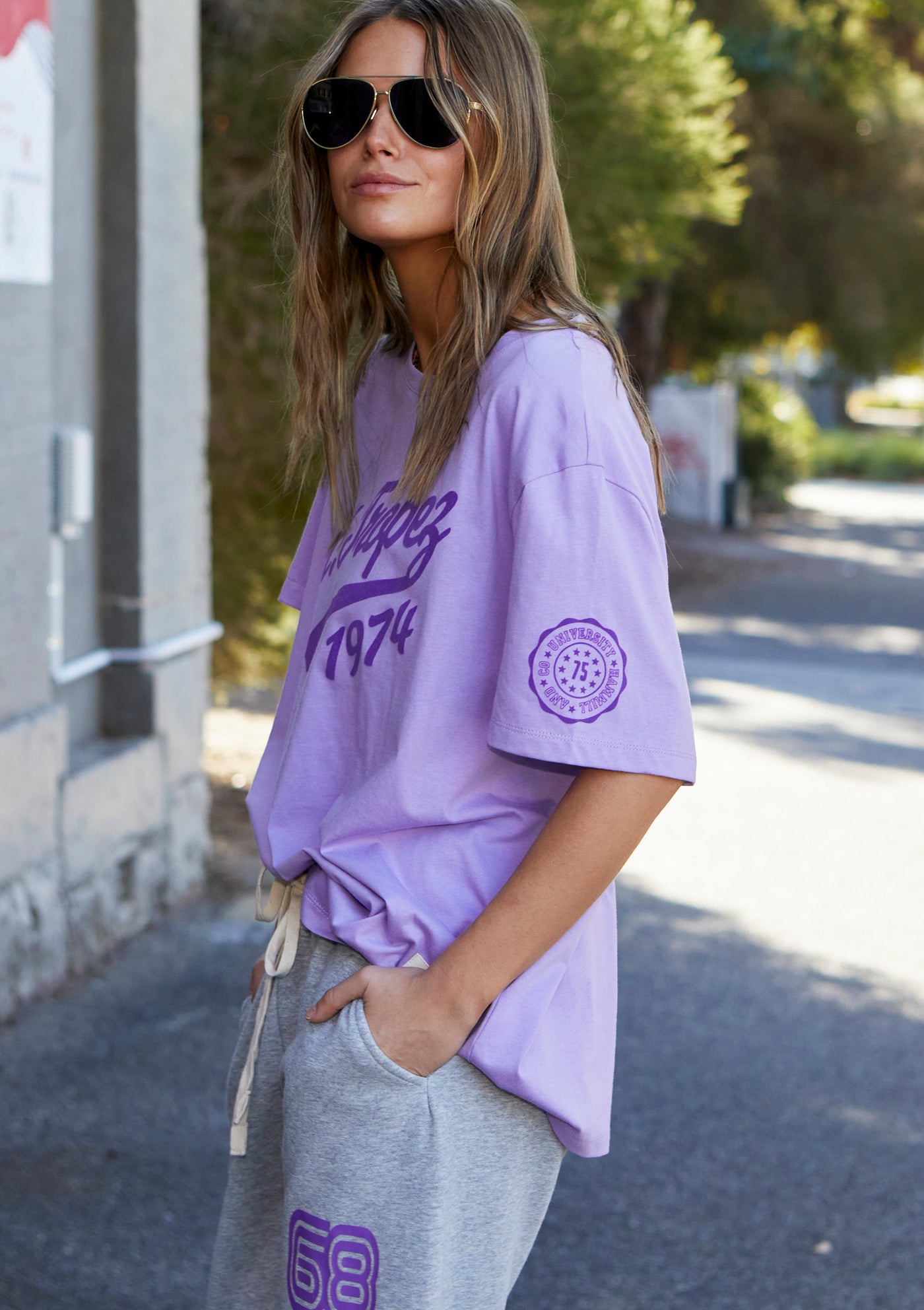 RETRO ST.TROPEZ  1974 TEE IN MAUVE