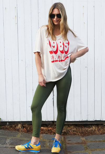 VARSITY LEGGING - KHAKI/BLACK