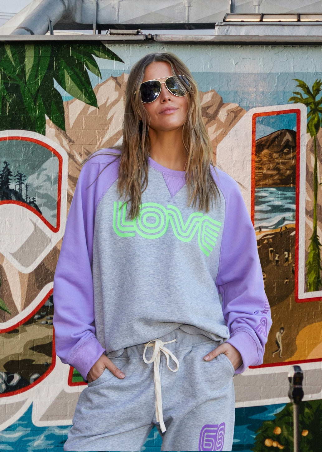 RETRO LOVE MAUVE/GREY SWEAT - SALE