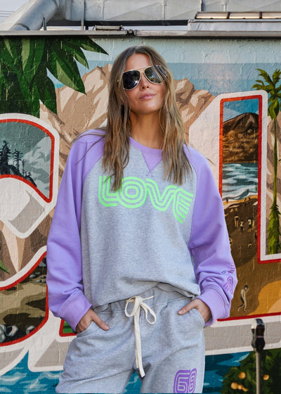 RETRO LOVE MAUVE/GREY SWEAT - SALE