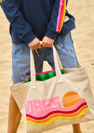 RETRO VIBES COTTON BEACH BAG