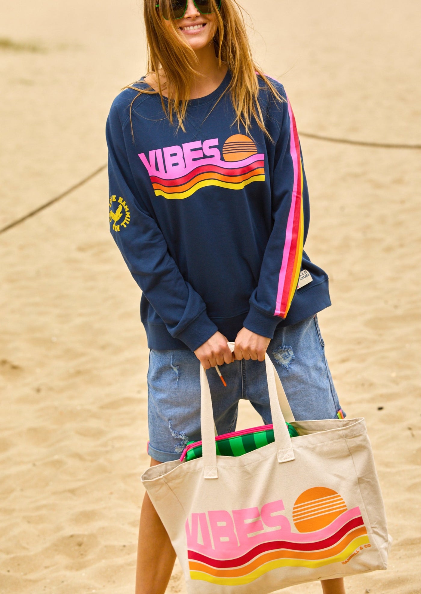 RETRO VIBES COTTON BEACH BAG