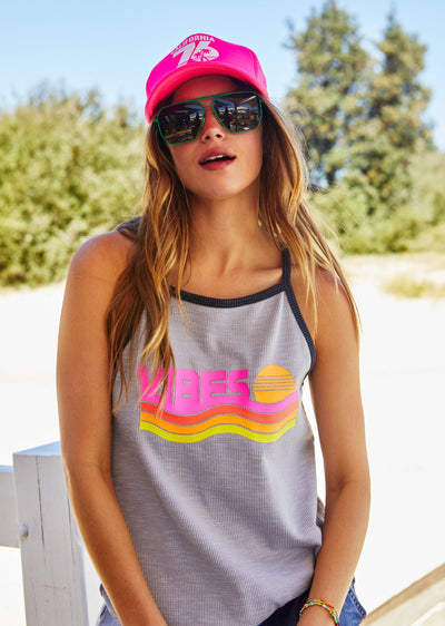 RETRO VIBES RIB TANK - GREY - SALE