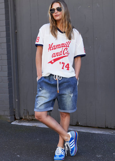 VARSITY DREAMER MESH TEE - WHITE