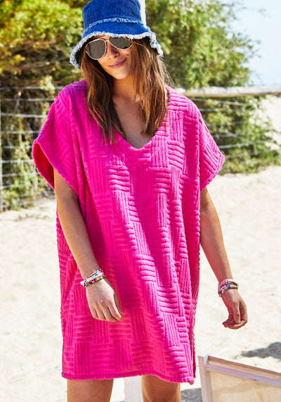 TOWELLING BEACH COVER UP - PINK