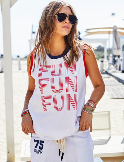 FUN SUMMER TANK - WHITE/NAVY/RED