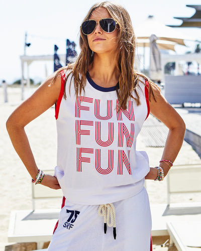 FUN SUMMER TANK - WHITE/NAVY/RED