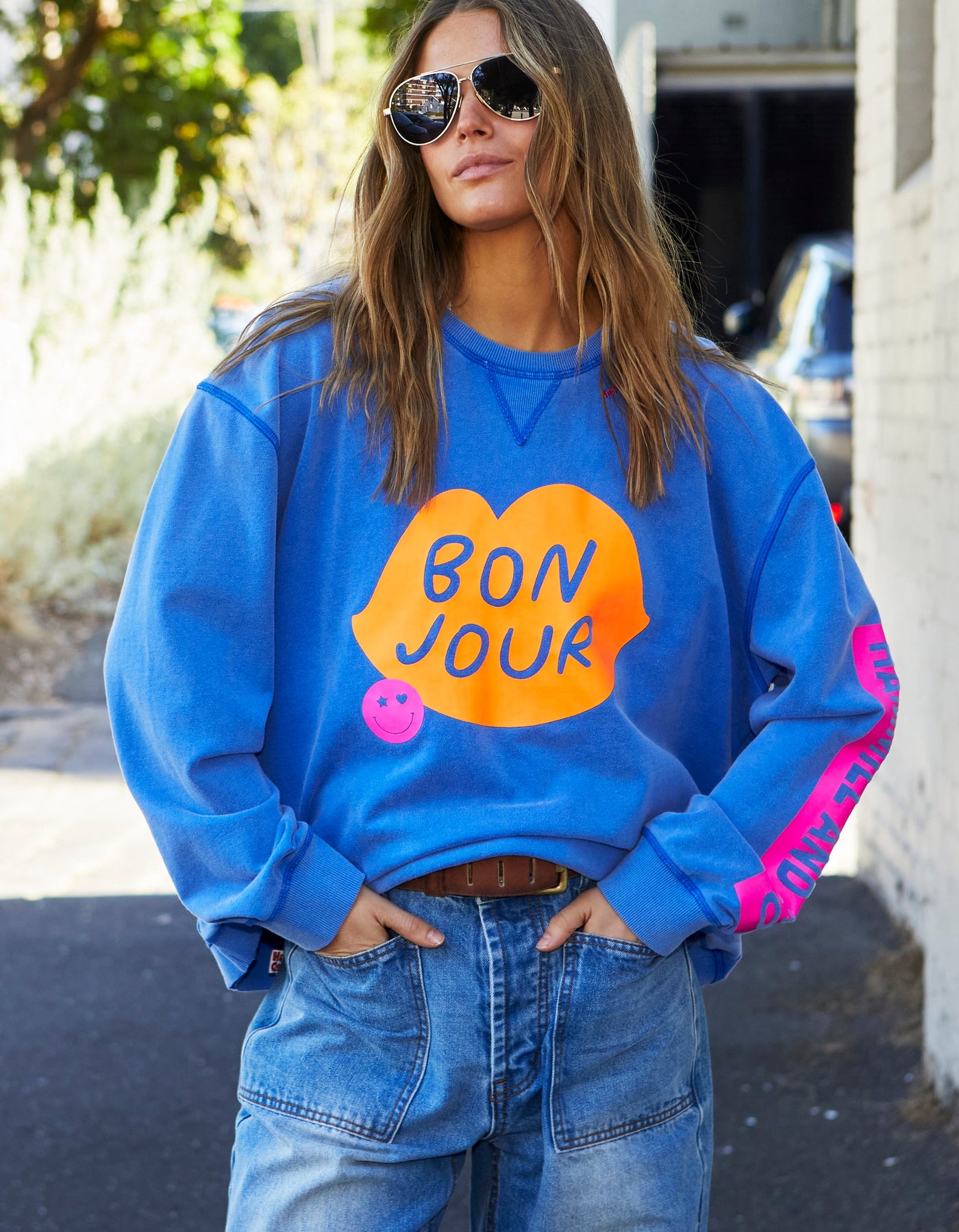 BONJOUR WASHED BLUE SWEAT - BLUE