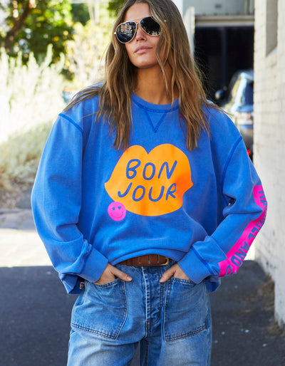 BONJOUR WASHED BLUE SWEAT - BLUE
