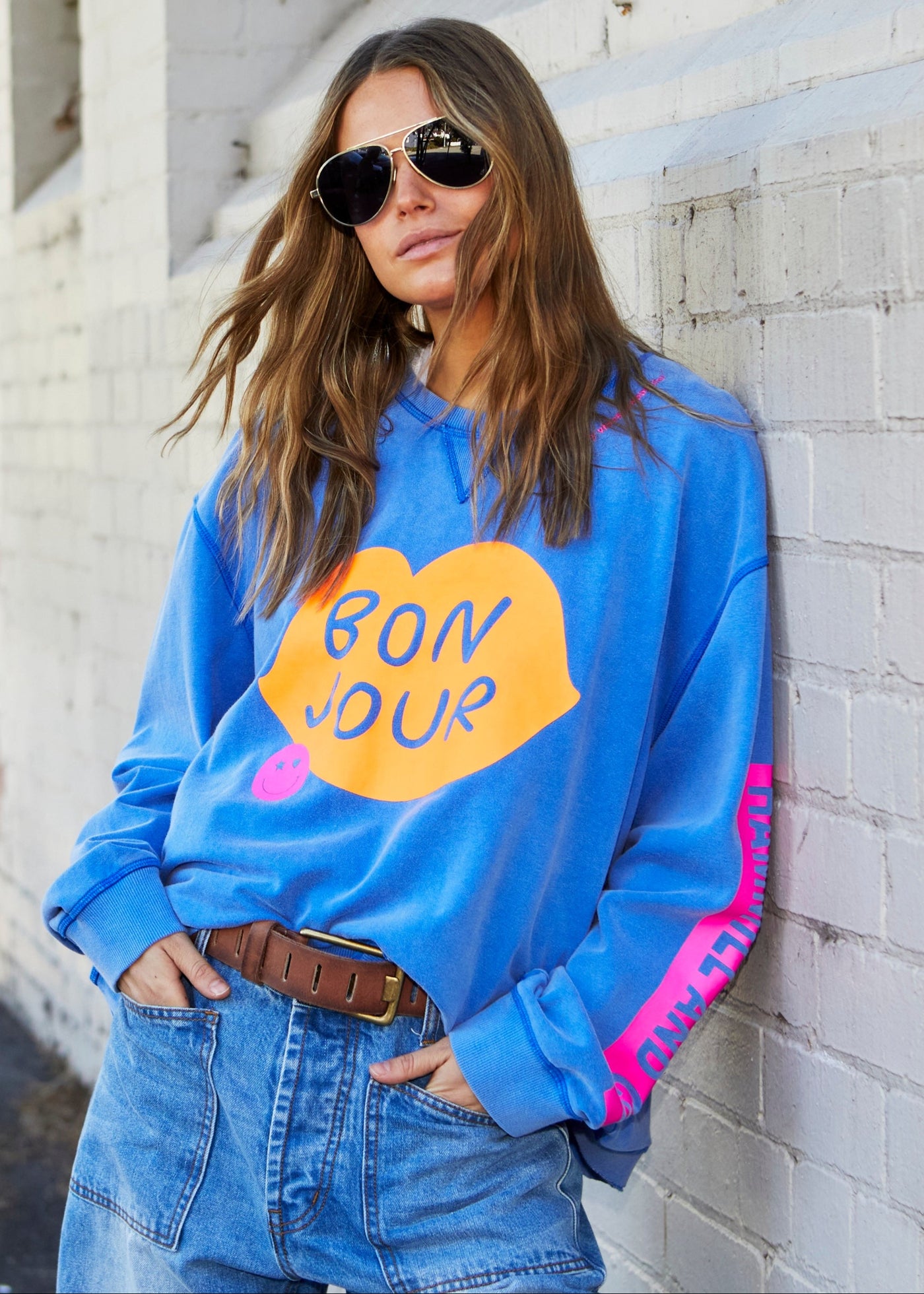 BONJOUR WASHED BLUE SWEAT - BLUE