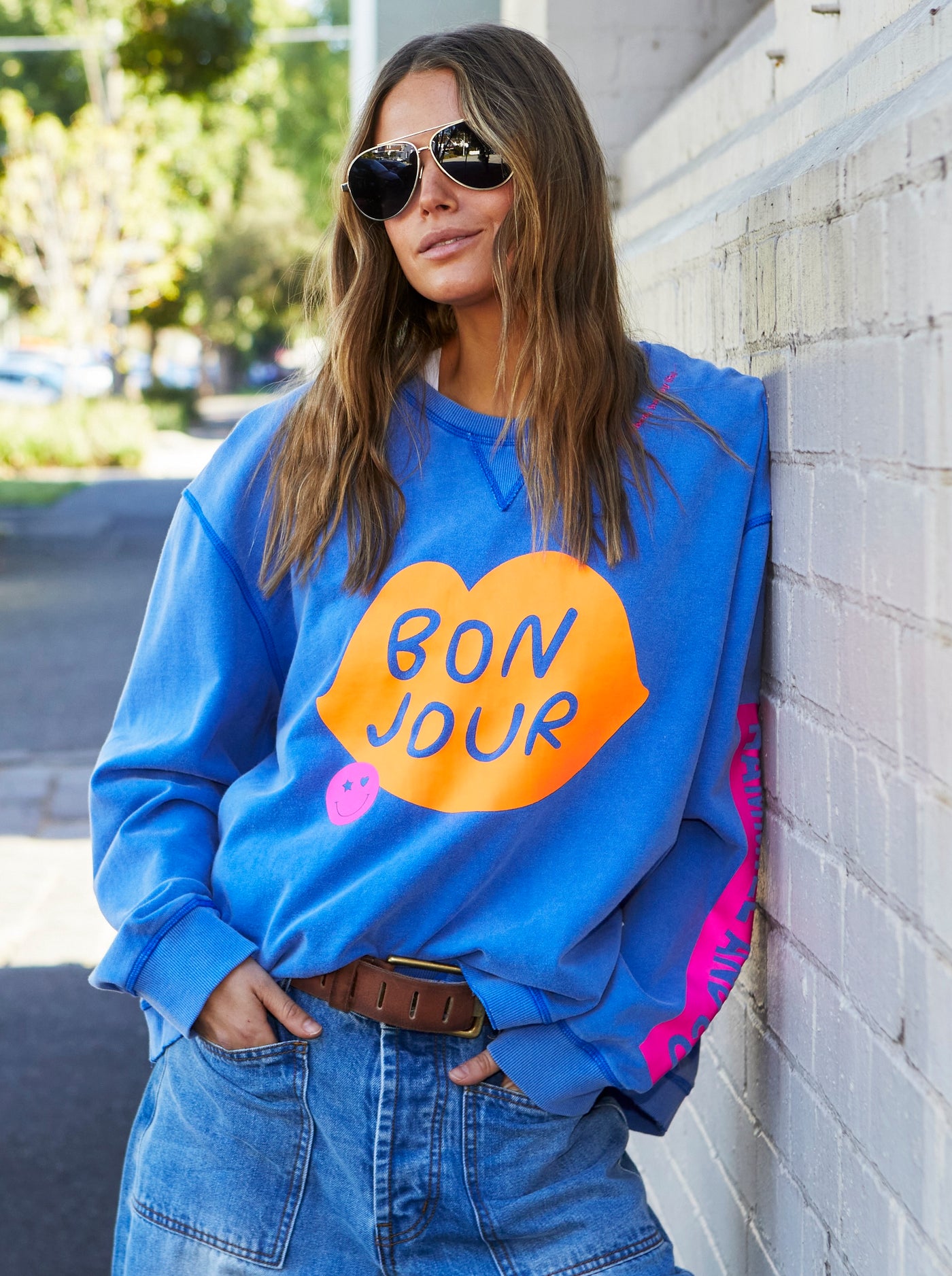 BONJOUR WASHED BLUE SWEAT - BLUE
