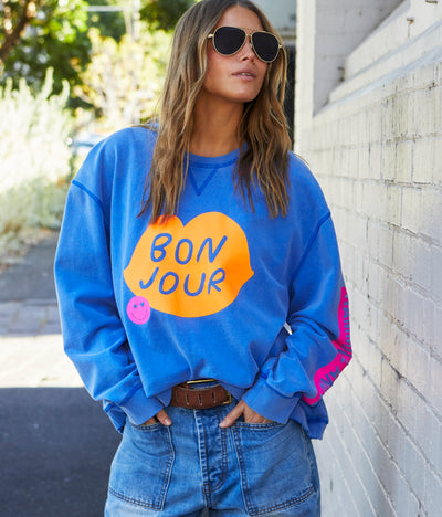 BONJOUR WASHED BLUE SWEAT - BLUE