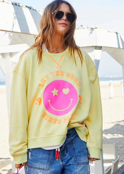 SMILY WASHED SWEAT - LEMON - SALE