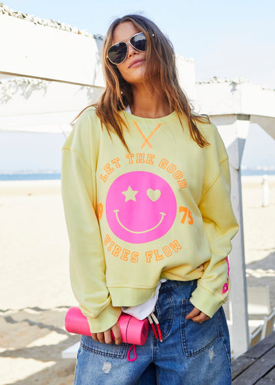 SMILY WASHED SWEAT - LEMON - SALE