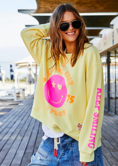 SMILY WASHED SWEAT - LEMON - SALE