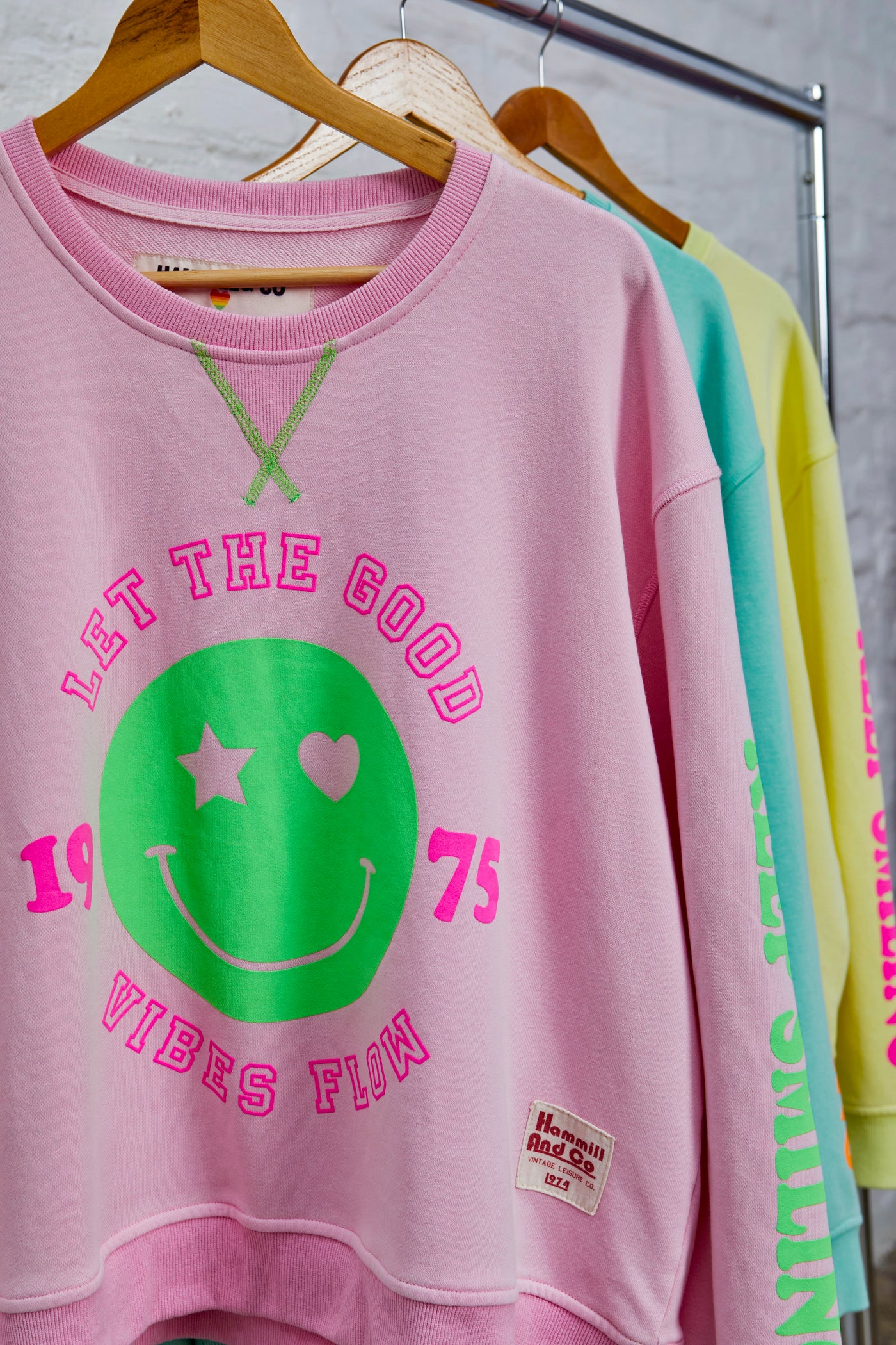 SMILY WASHED SWEAT - BABY PINK - SALE