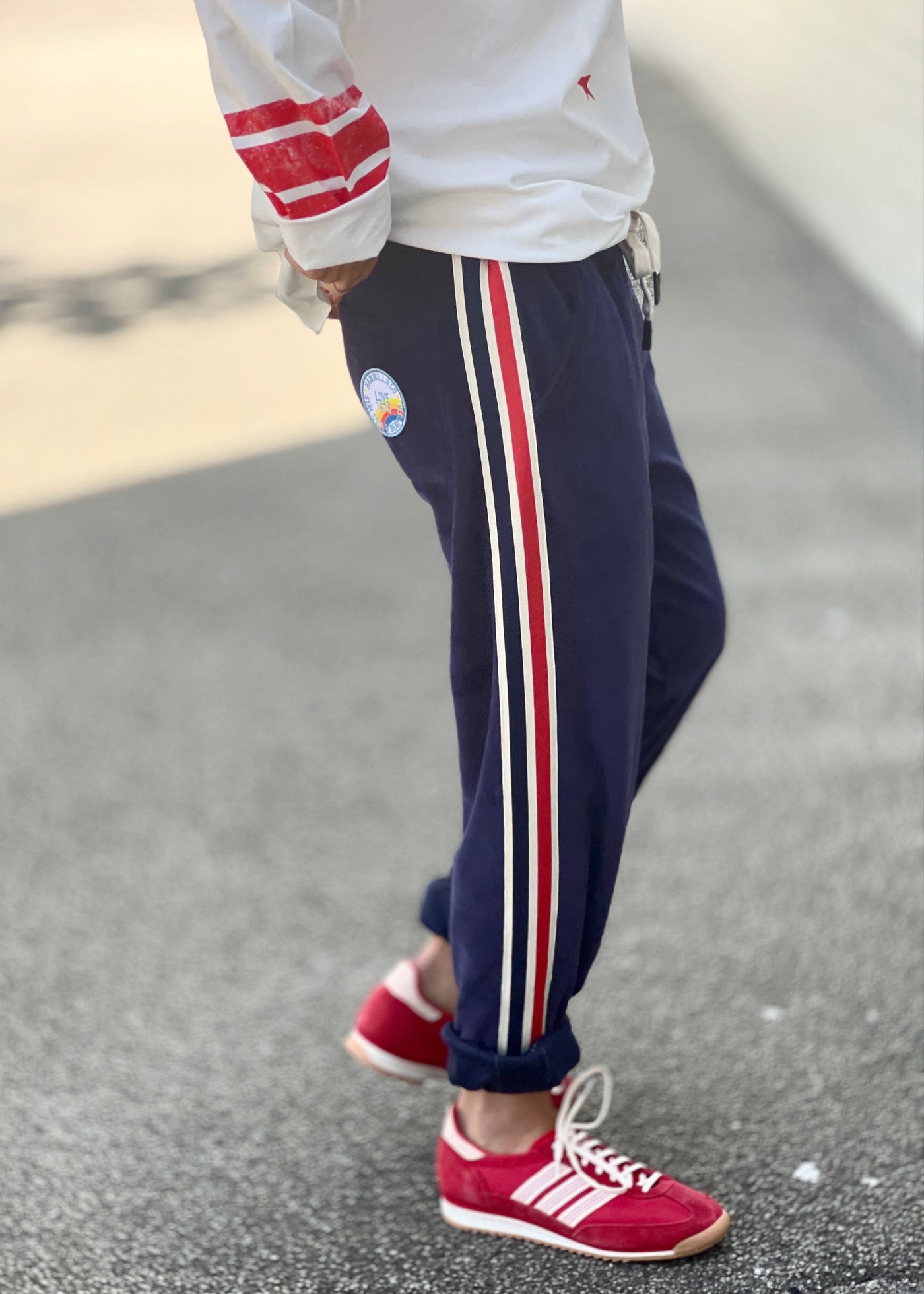 SPORTY VELOUR TRACK PANT - NAVY