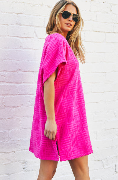 SALT & SUNSHINE TOWELLING COVER-UP - HOT PINK