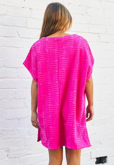 SALT & SUNSHINE TOWELLING COVER-UP - HOT PINK