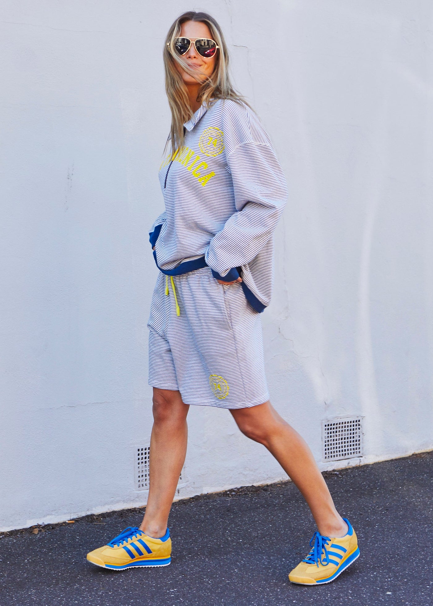 SANTA MONICA 1/2 ZIP - BLUE/WHITE