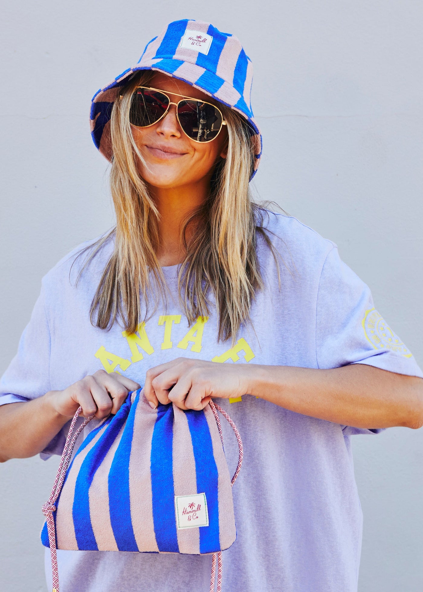 Hammill & Co adorable drawcord bag is bursting with colour and summer personality.