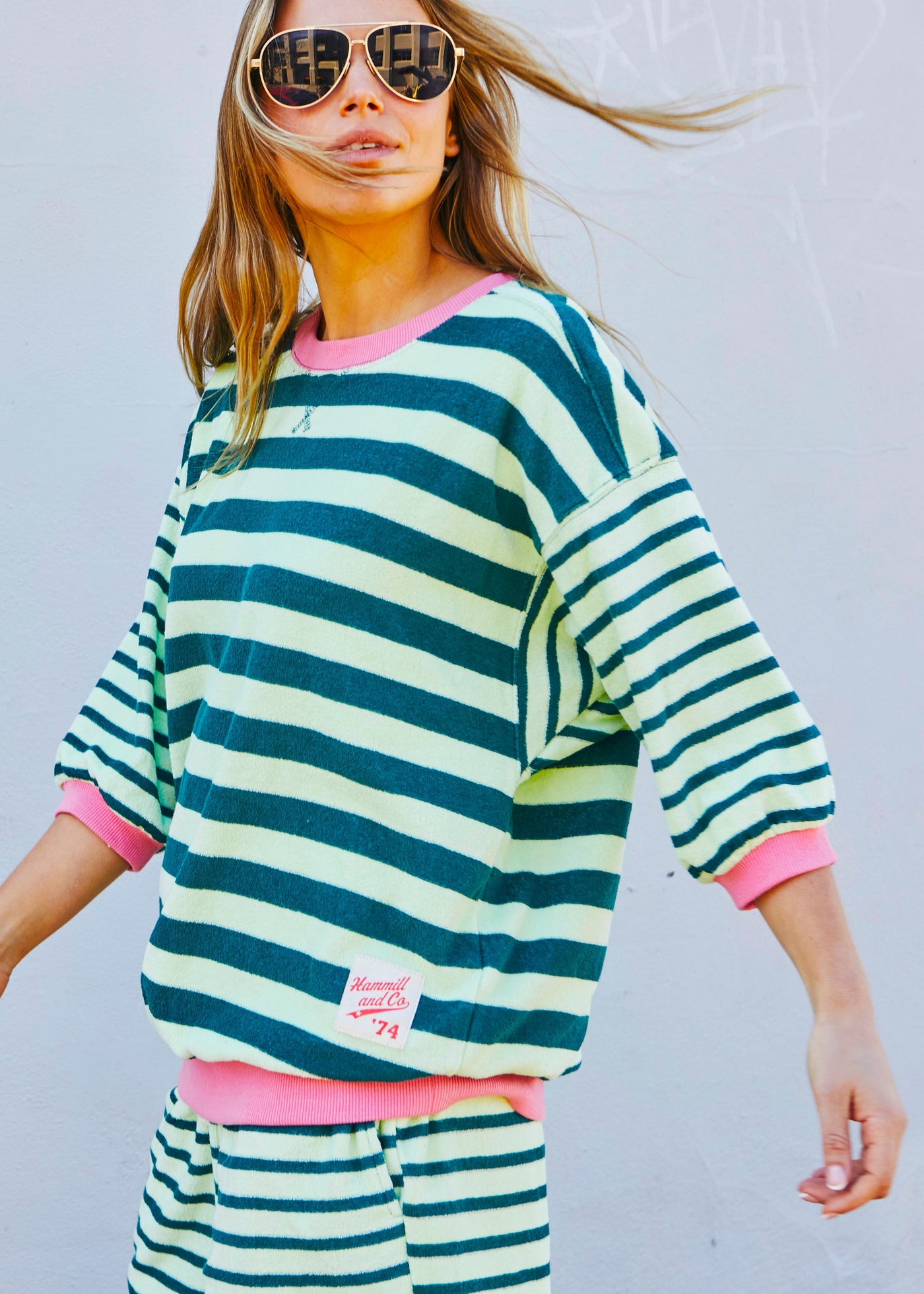 Hammill & Co new 3/4 sleeve sweat is the perfect blend of comfort and effortless style. Designed with a relaxed, easygoing fit and sleeves that finish just below the elbow, it gives you that laid-back sweatshirt feel without the bulk.