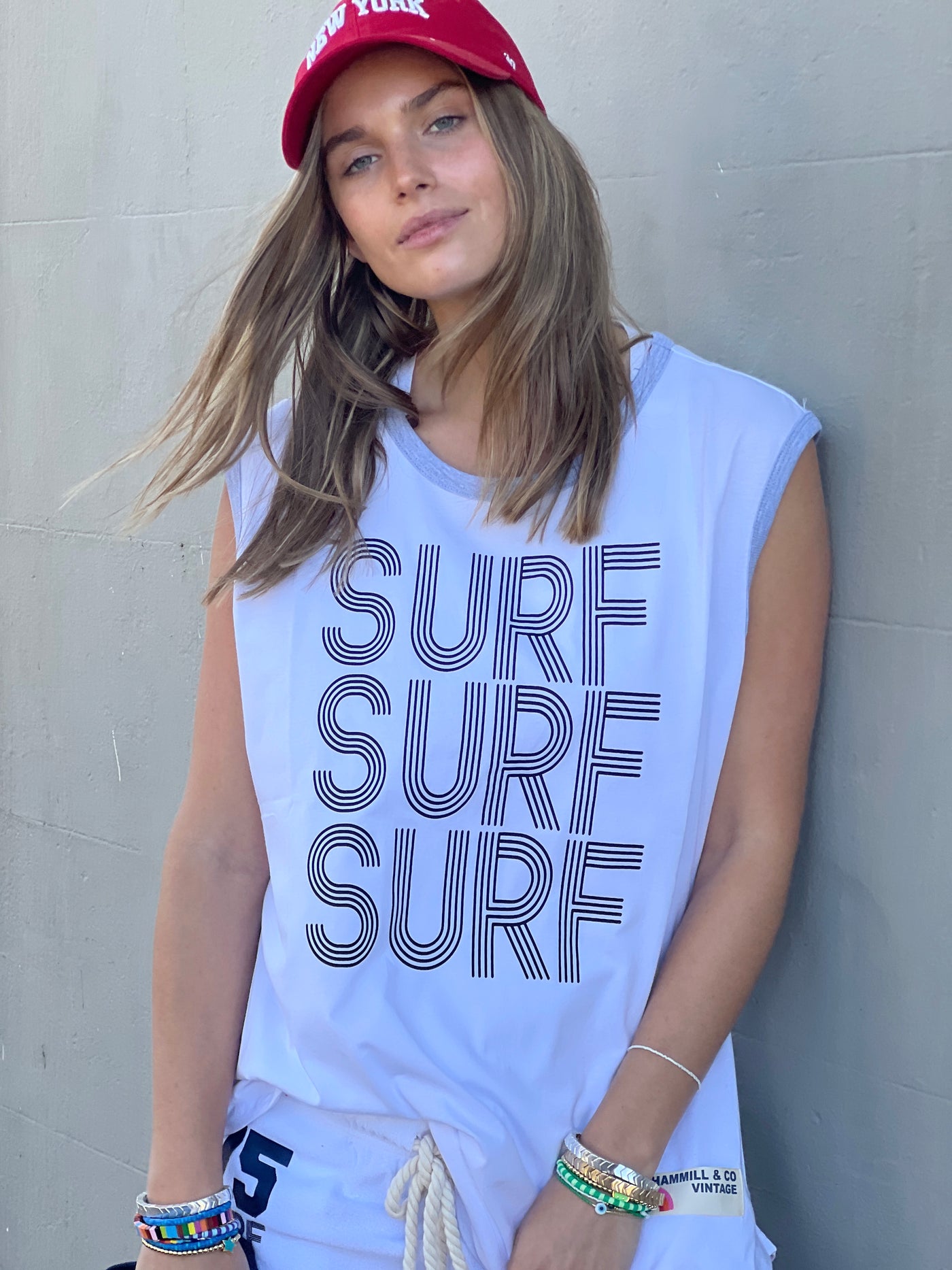 SURF SUMMER TANK - WHITE/BLACK