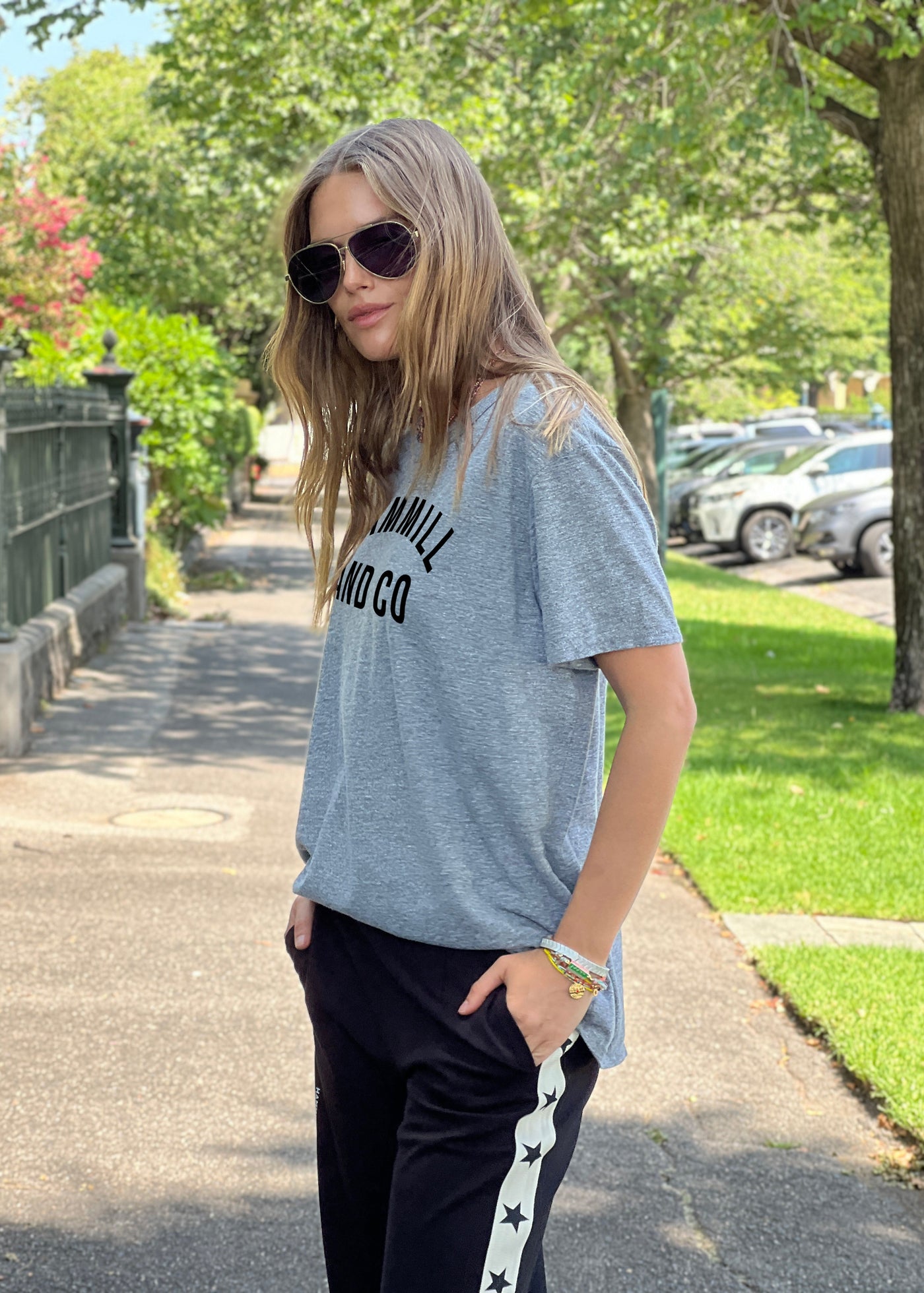 Hammill and Co Varsity logo tee in our standard fit. Grey marle body colour with a black Hammill and Co print on the front.