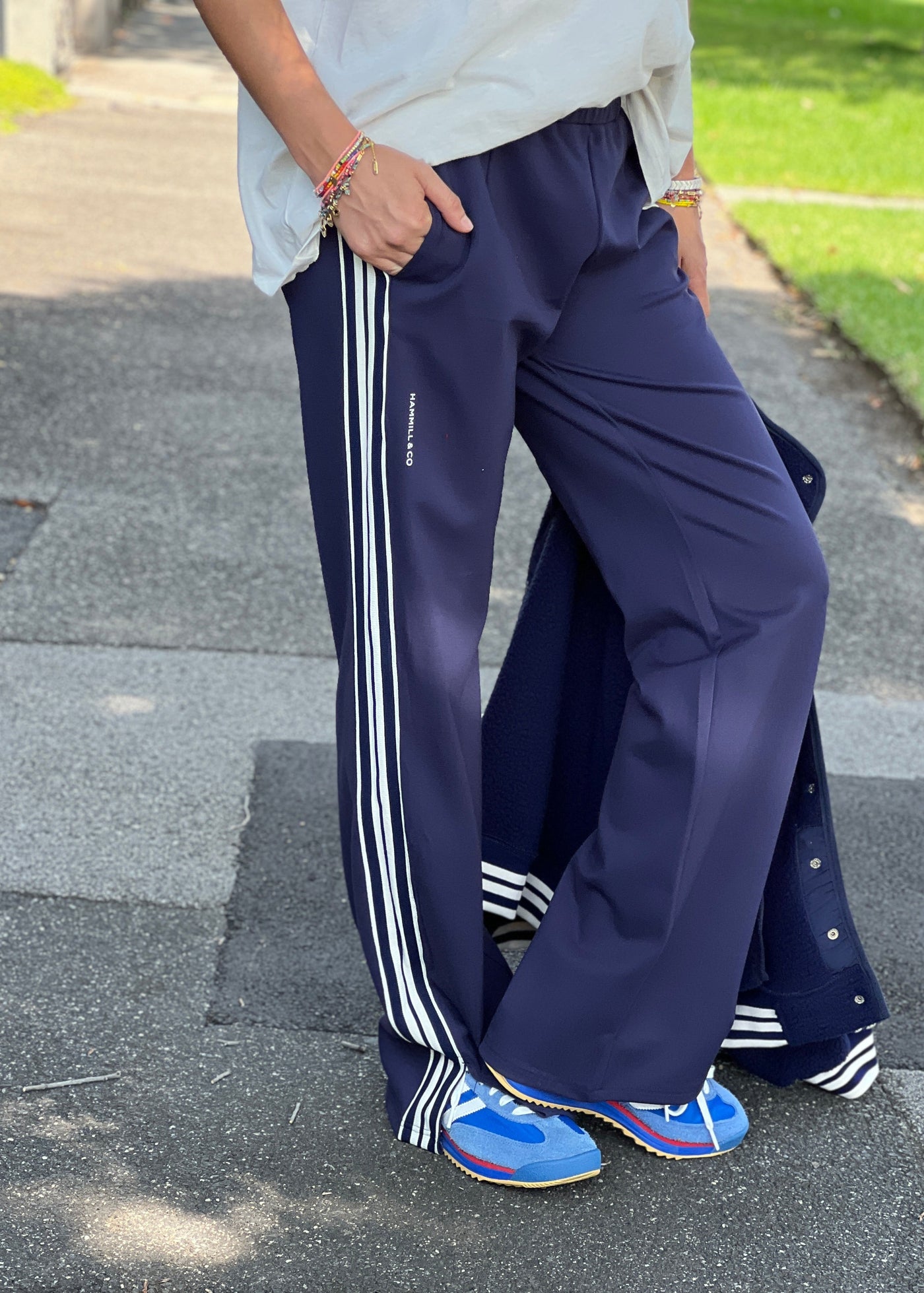 Hammill & Co wider  leg street pant is a new addition to our track pant offering, an easy pull versatile style that is super comfy yet super stylish which can be dressed up or down!