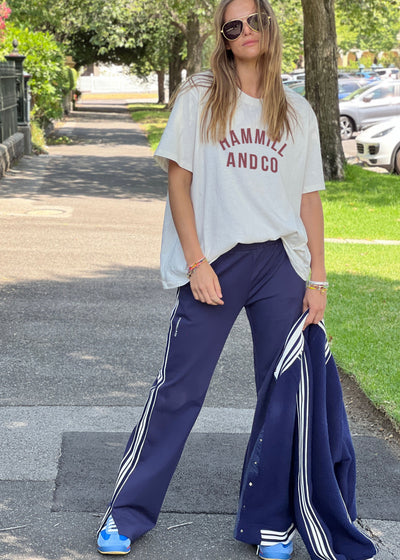Hammill & Co wider  leg street pant is a new addition to our track pant offering, an easy pull versatile style that is super comfy yet super stylish which can be dressed up or down!