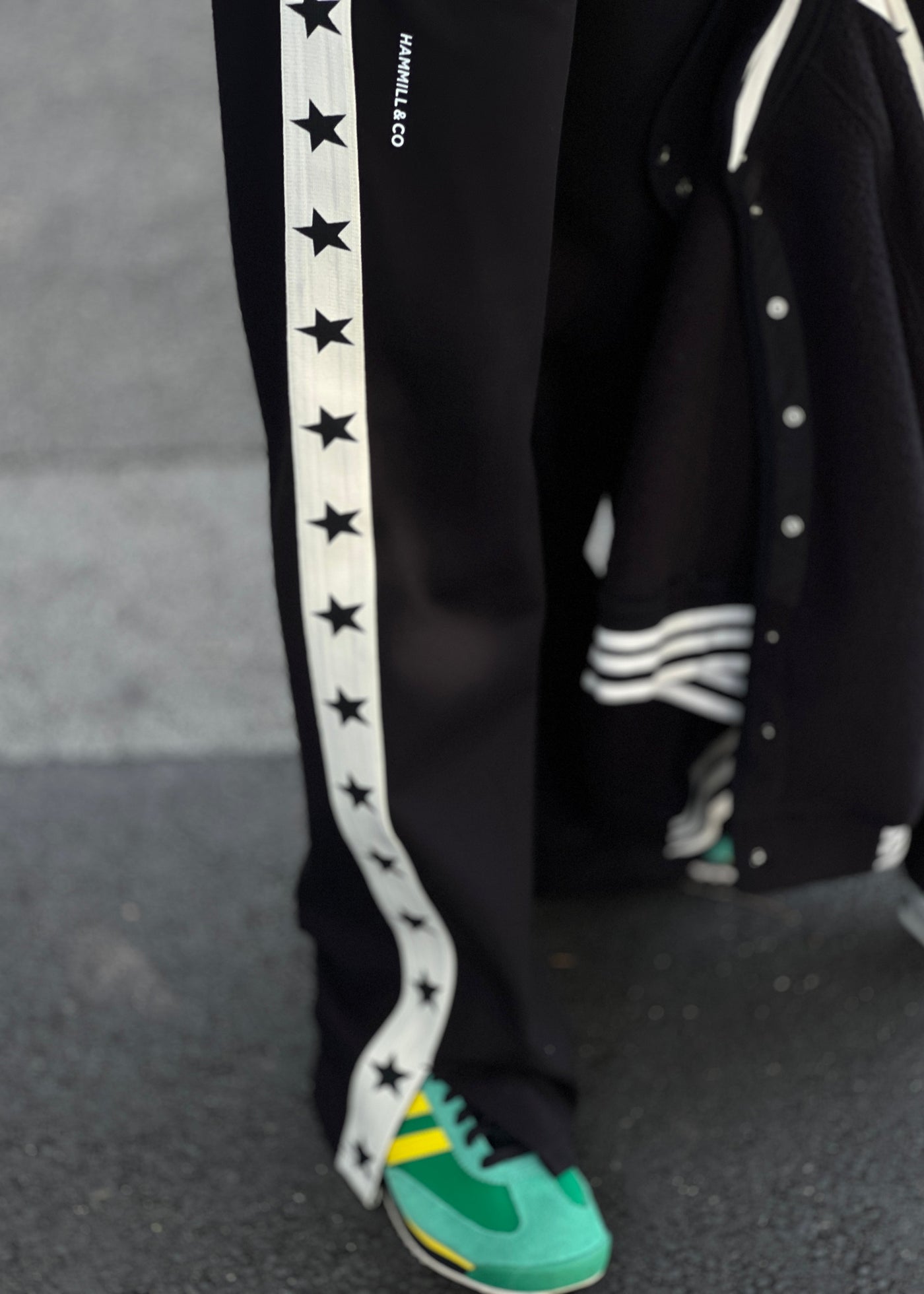 Hammill & Co wider leg street pant is a new addition to our track pant offering, an easy pull versatile style that is super comfy yet super stylish which can be dressed up or down!
Relaxed Varsity wider leg casual track pant with contrast tape down both legs with stars.