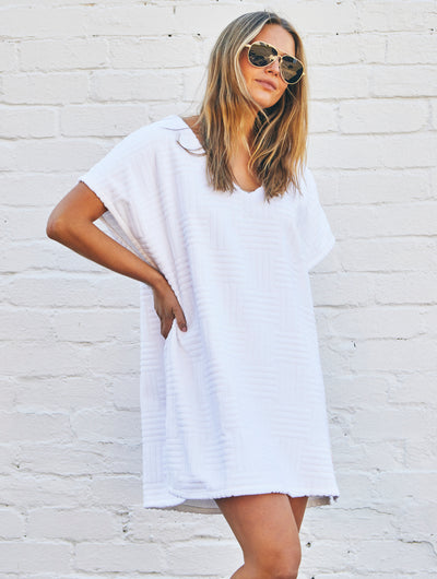 SALT & SUNSHINE TOWELLING COVER-UP - WHITE