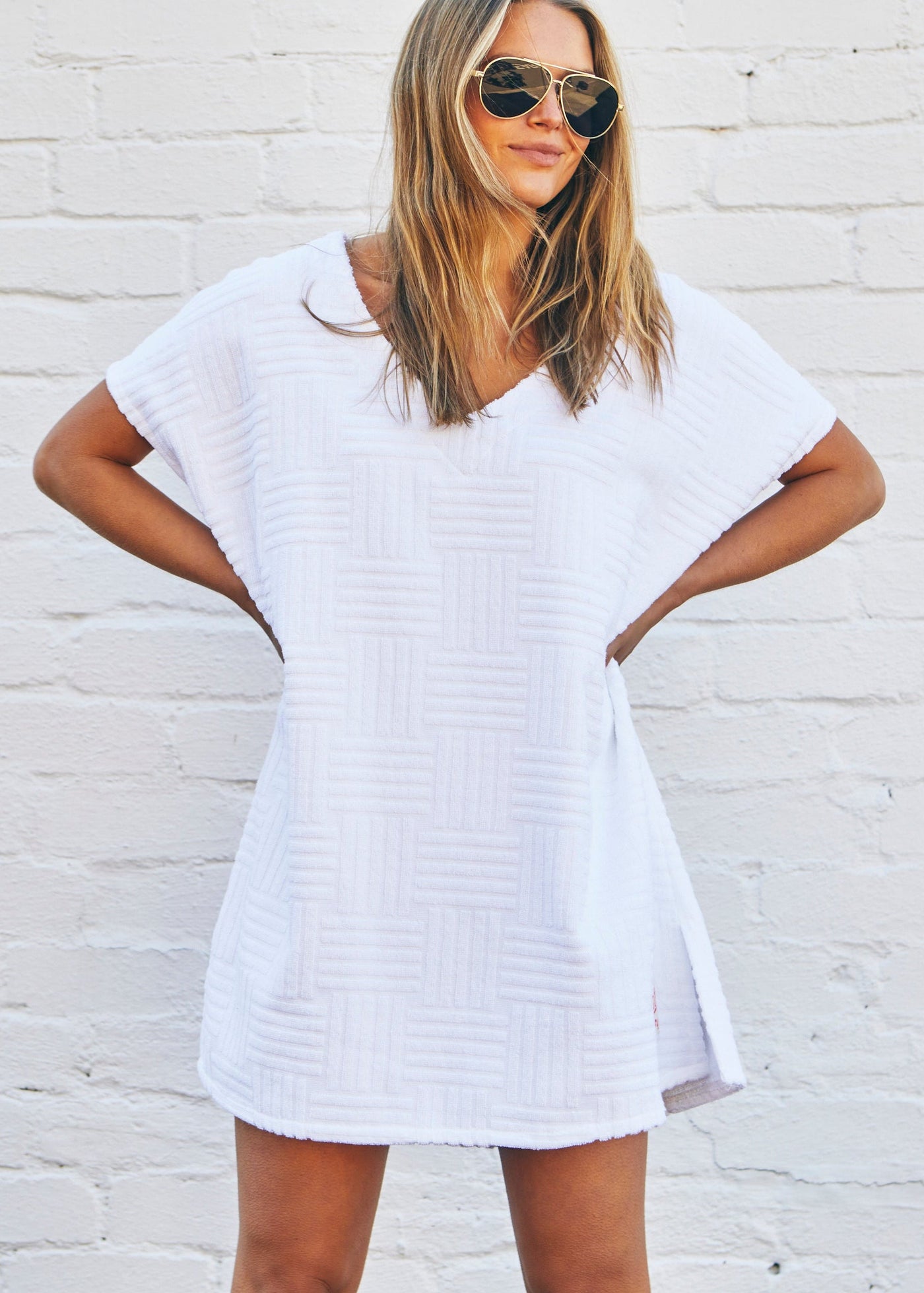 SALT & SUNSHINE TOWELLING COVER-UP - WHITE