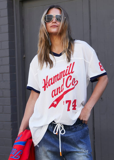 VARSITY DREAMER MESH TEE - WHITE