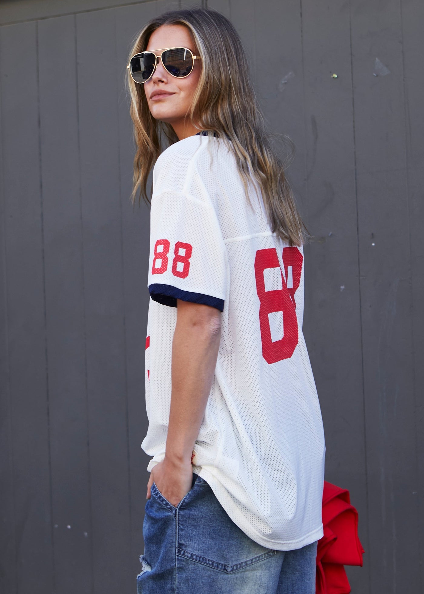 VARSITY DREAMER MESH TEE - WHITE