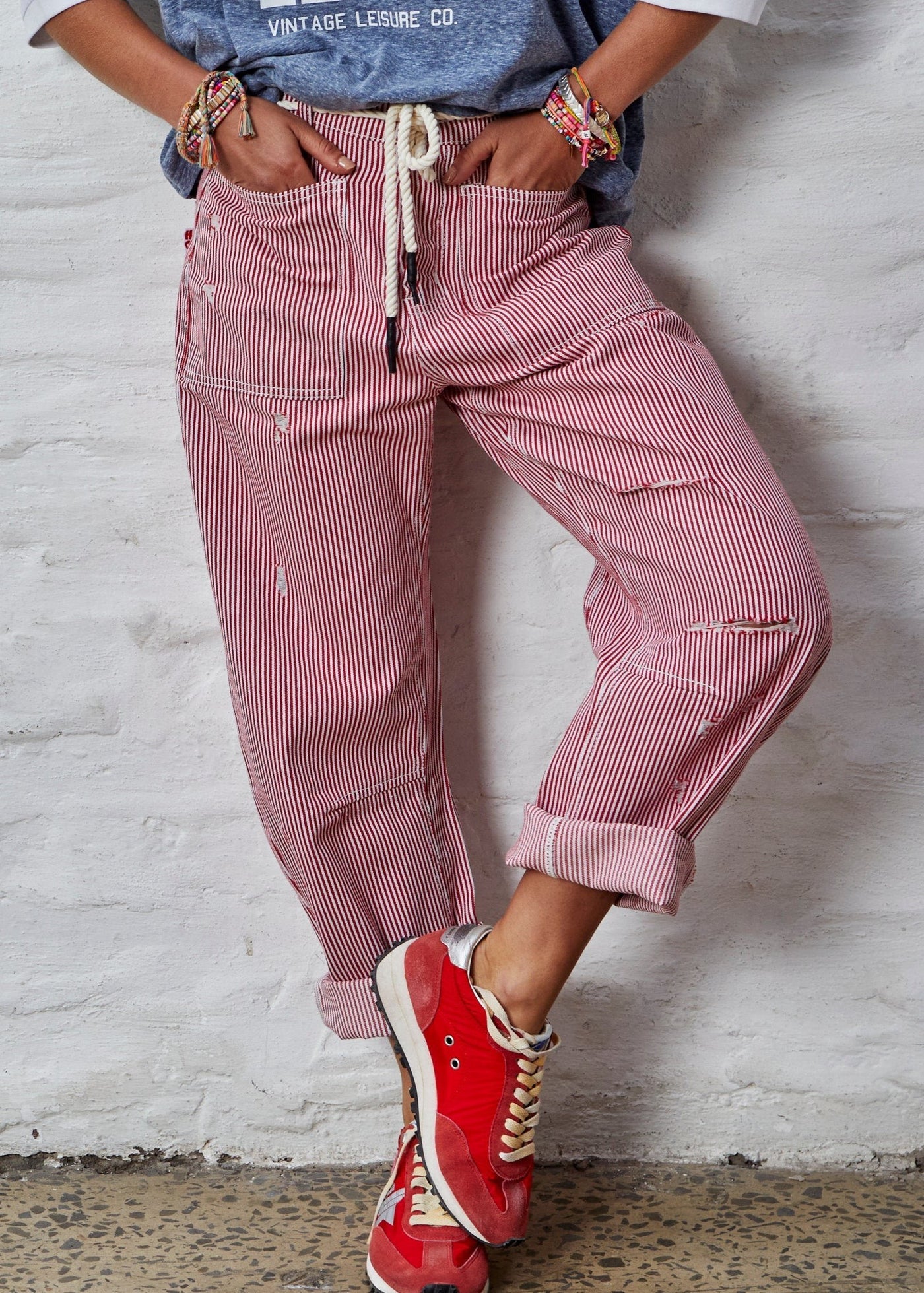 RED PINSTRIPE CARPENTER JEAN - SALE