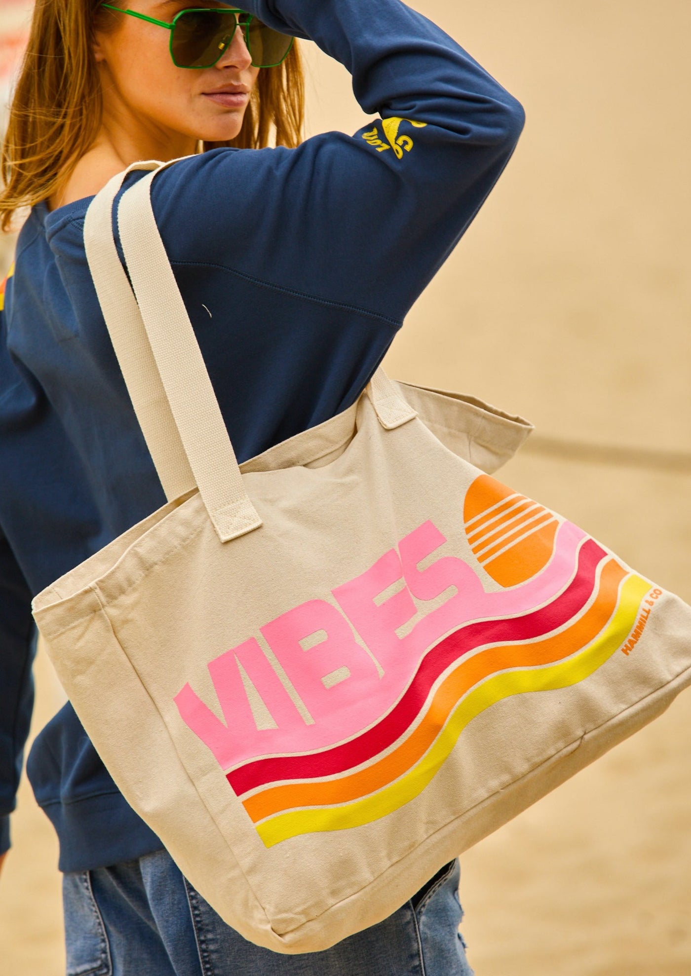 RETRO VIBES COTTON BEACH BAG