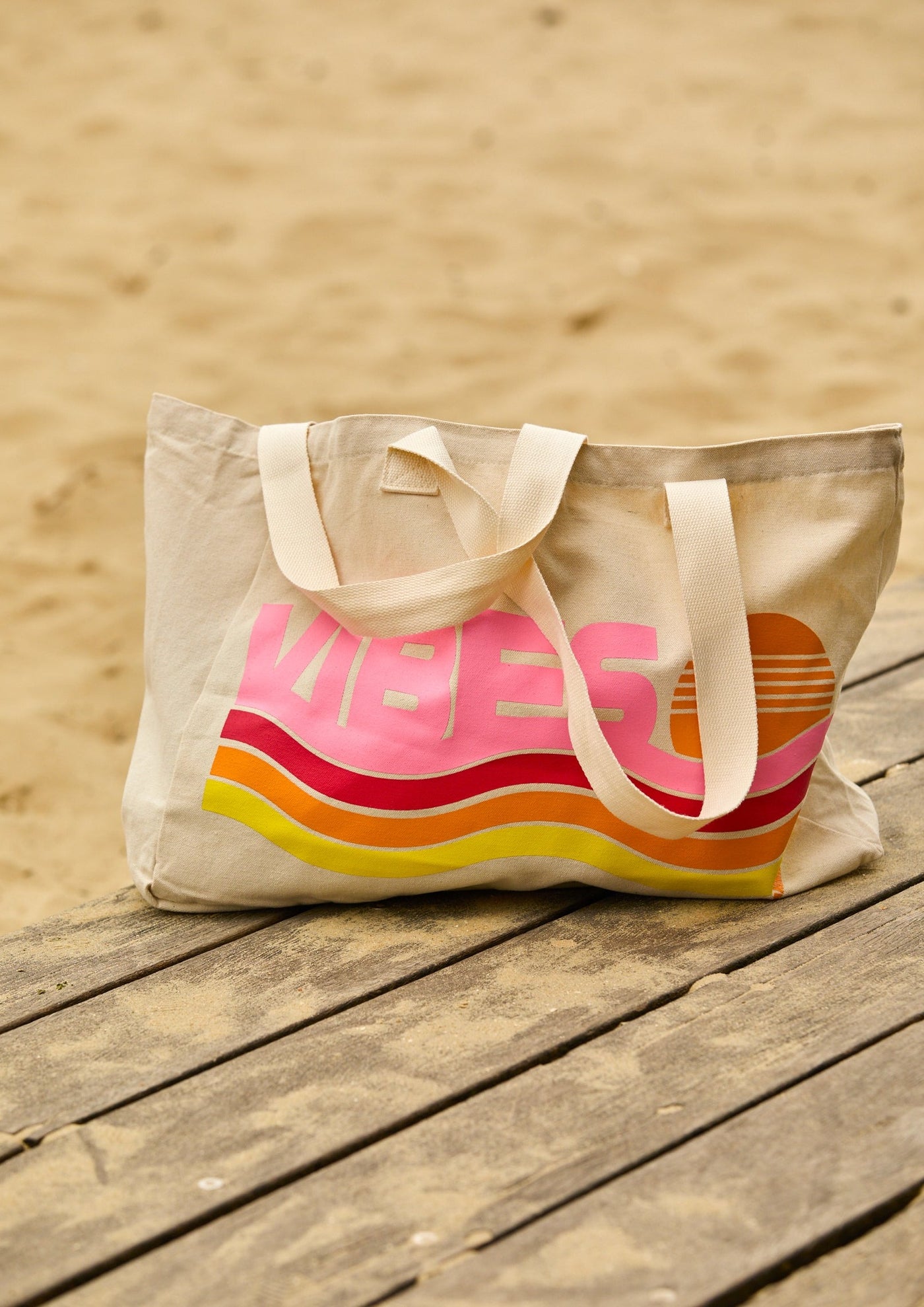 RETRO VIBES COTTON BEACH BAG